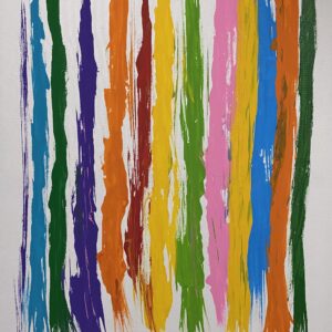 Vertical lines in the colors of the rainbow.